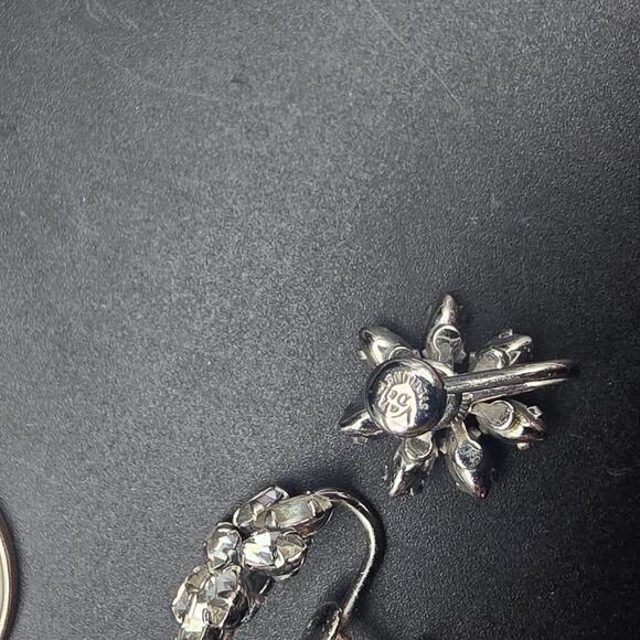 Van Dell Sterling Silver Earrings Rhinestone Flower Screw Back Vintage Jewelry - Picture 8 of 9